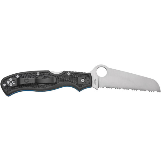 Нож Spyderco Rescue 3, Thin Blue Line, серрейтор black