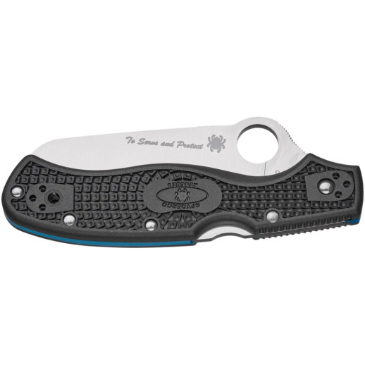 Нож Spyderco Rescue 3, Thin Blue Line, серрейтор black