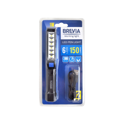 Фонарь инспекционный Brevia LED Pen Light 6SMD+1W LED 150lm 900mAh microUSB