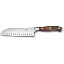 Кухонный нож Grand Maitre Wood Santoku 17см рифл. с дерев. ручкой (GB)