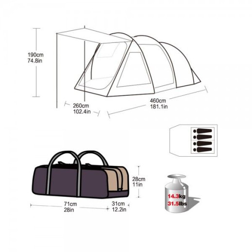 Палатка KingCamp MILAN 4 (KT3057) Green