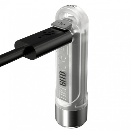 Фонарь наключный Nitecore TIKI GITD Blue (Osram P8+UV, 300 люмен, 7 режимов, USB-С), люминесцентный