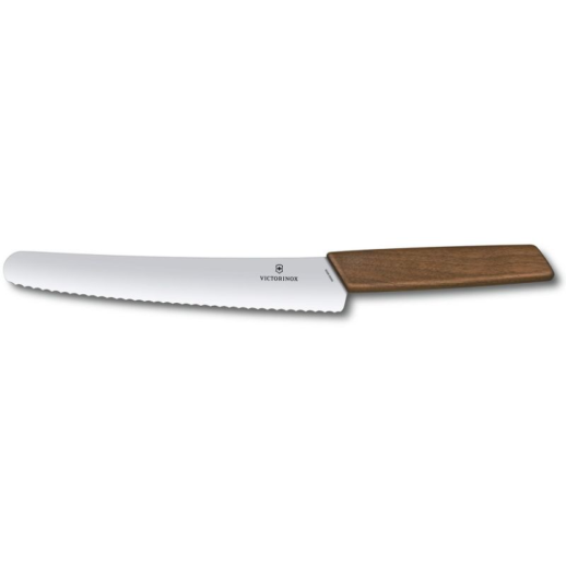 Кухонный нож Swiss Modern Bread&Pastry 22см волн. с орех. ручкой (GB)
