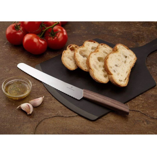 Кухонный нож Swiss Modern Bread&Pastry 22см волн. с орех. ручкой (GB)