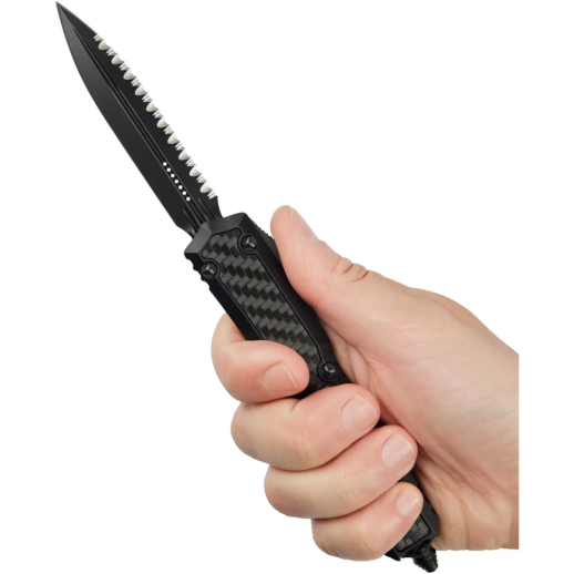 Нож Microtech Makora Double Edge Black Blade CF Signature Series