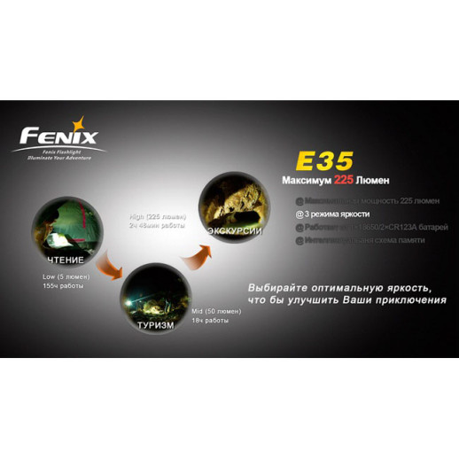 Карманный фонарь Fenix E35, серый, XP-E, 900 люмен