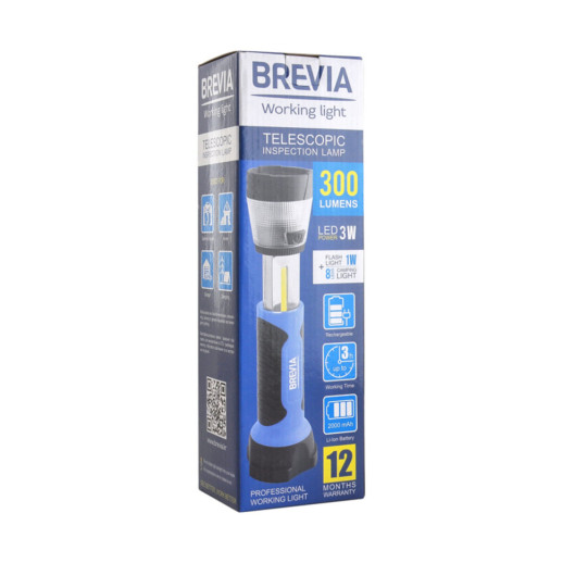 Фонарь инспекционный телескопический Brevia LED 3W COB+1W LED+8LED кемпинг 300lm 2000mAh
