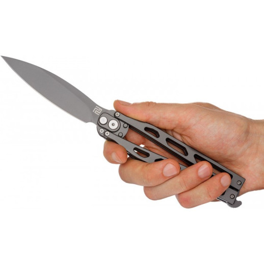 Нож Artisan Kinetic Balisong, D2, Steel grey
