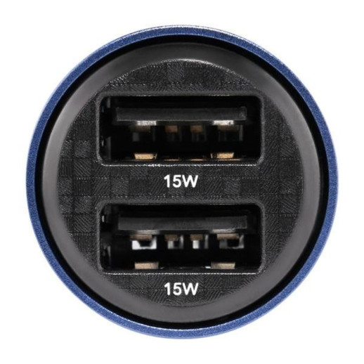 Автомобильное зарядное устройство Brevia ePower DualDrive 15W 2xUSB-A, transparent blue