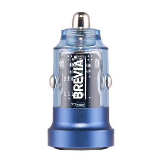 Автомобильное зарядное устройство Brevia ePower DualDrive 15W 2xUSB-A, transparent blue