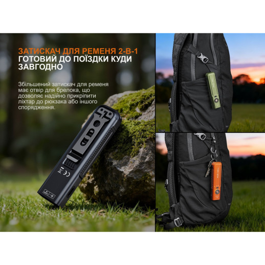 Фонарь наключный Fenix E06R PRO, черный