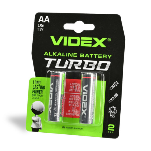 Батарейки щелочные Videx LR06/АА Turbo 2 шт. упак