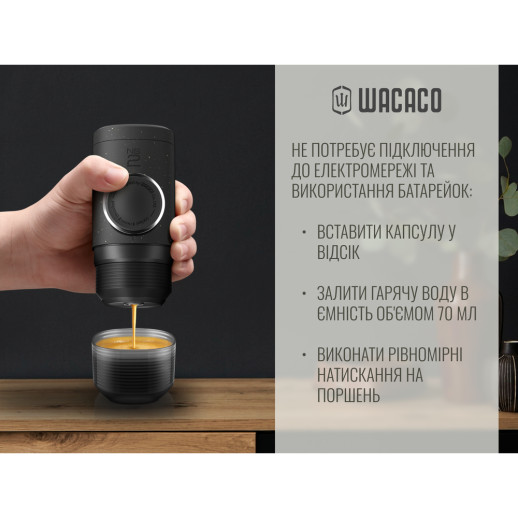 Портативная эспрессо-кофеварка Wacaco Minipresso NS2, механическая, для капсул, черный