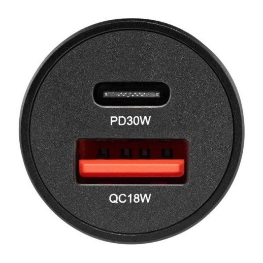 Автомобильное зарядное устройство Brevia ePower DualMetal 48W 1xUSB-C+1xUSB-A, black