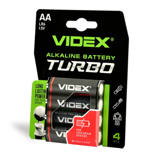 Батарейки щелочные Videx LR06/АА Turbo 4шт. упак