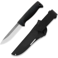 Нож Peltonen M07 (N690), без покрытия, черный, черный композитный чехол