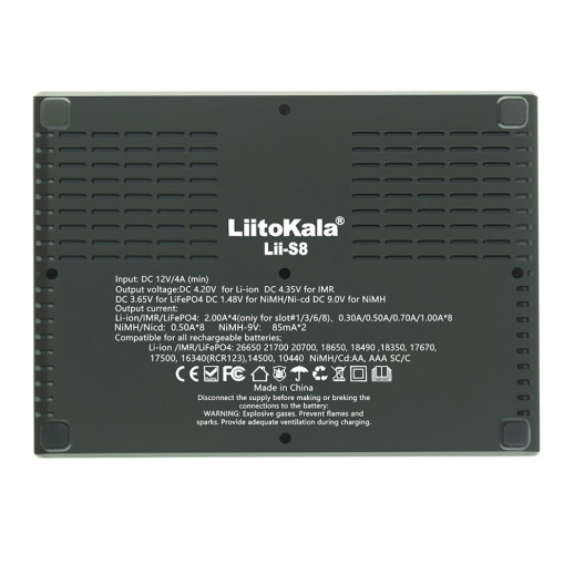 Универсальное зарядное устройство LiitoKala Lii-S8 EU на 8 каналов