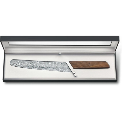 Кухонный нож Swiss Modern Bread&Pastry Damast  22см волн. с орех. ручкой (Lim.Ed. 1884)