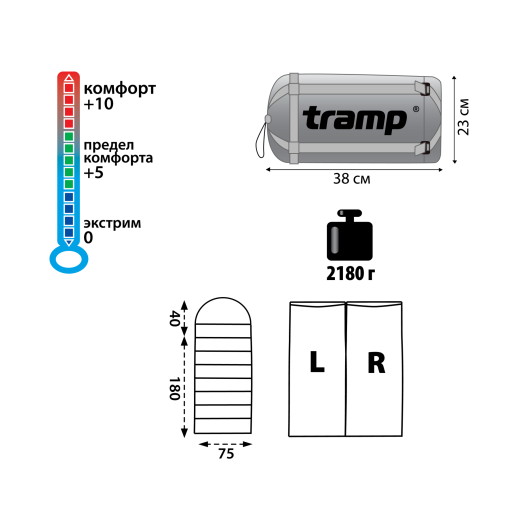 Спальный мешок Tramp NightLife индиго/черный R TRS-046-R