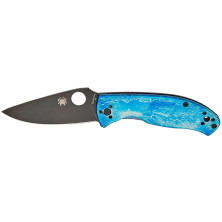 Нож Spyderco Tenacious Black Blade, D-2, Titanium blue