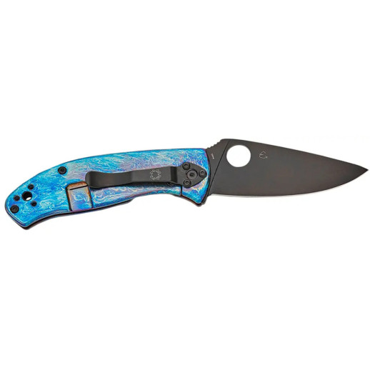 Нож Spyderco Tenacious Black Blade, D-2, Titanium blue