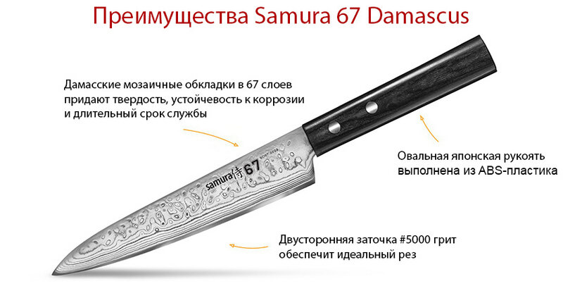 Нож кухонный Samura 67 Damascus универсальный, 150 мм, SD67-0023