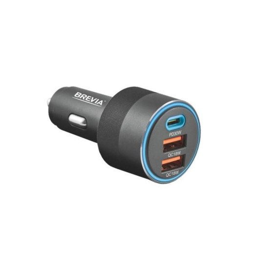 Автомобильное зарядное устройство Brevia ePower TriCharge 66W 1xUSB-C+2xUSB-A