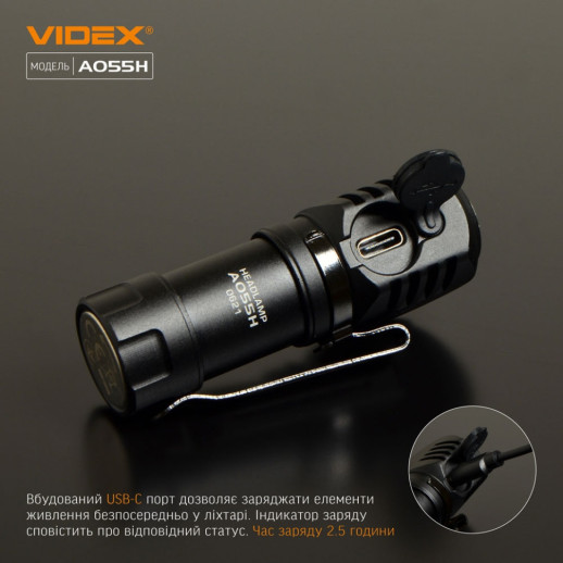 Портативный светодиодный фонарик VIDEX VLF-A055H 600Lm 5700K (открытая коробка/замененный светодиод)