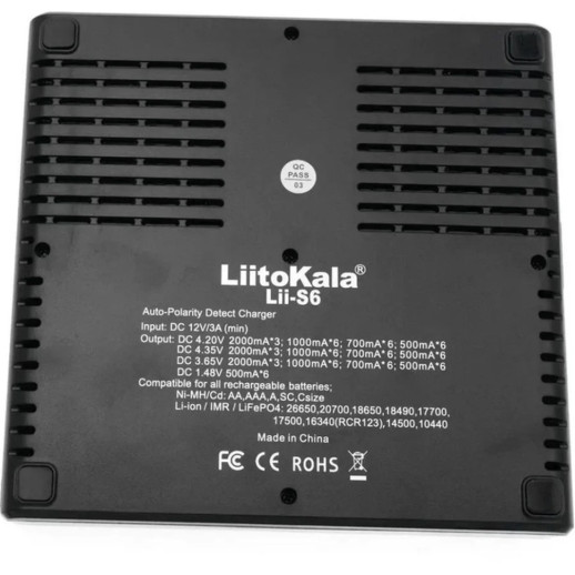 Универсальное зарядное устройство LiitoKala Lii-S6 EU на 6 каналов + автомобильный кабель