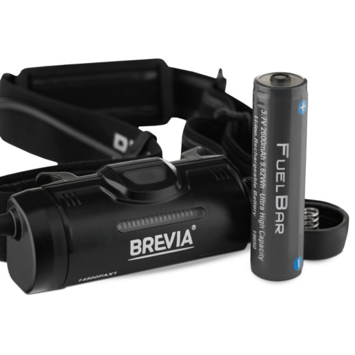 Фонарь налобный Brevia 500Lm, 2600mAh micro-USB, IP64, задний свет