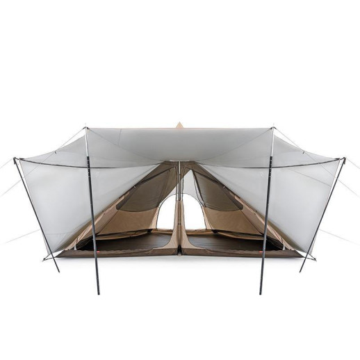 Тент-шатер для кемпинга Naturehike Ranch Pyramid NH20ZP014, 150D, 482*482*280 см, золотой (с пятью стойками) порез