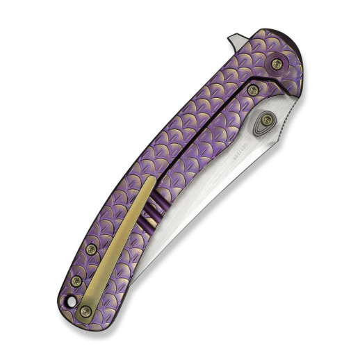 Нож складной туристический Weknife Dracarys, (9.1 см) Böhler M390 / титан 6AL4V фиолетовый/золотой