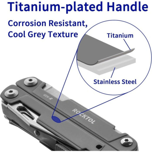 Мультитул Rocktol 27-в-1 с титановым покрытием, битами, нейлоновым чехлом в подарочной коробке (GEN-R)