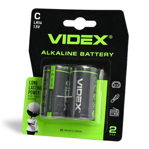Батарейки щелочные Videx LR14/С 2pcs упаковка Blister Card