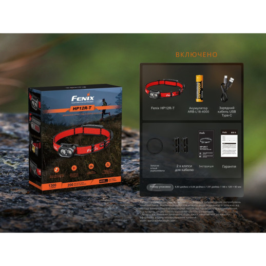 Фонарь налобный Fenix HP12R-TB черный