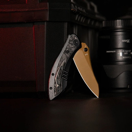 Нож Trivisa Rhino-RG, M390, Карбон, Золотой/Черный (JM08-RG-M)