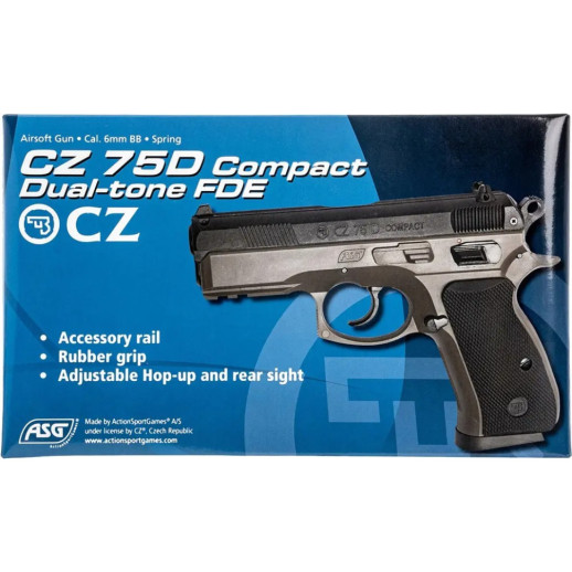 Пистолет страйкбольный ASG CZ 75D Compact FDE Spring кал. 6 мм