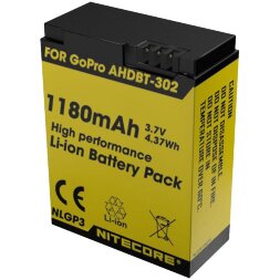 Аккумулятор литиевый Li-Ion Nitecore NLGP3 для GoPro AHDBT-302 (1180mAh)