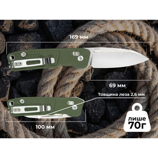Нож складной карманный SRM Scout 7229-GP (6.9 см) 14C28N/G10 зеленый
