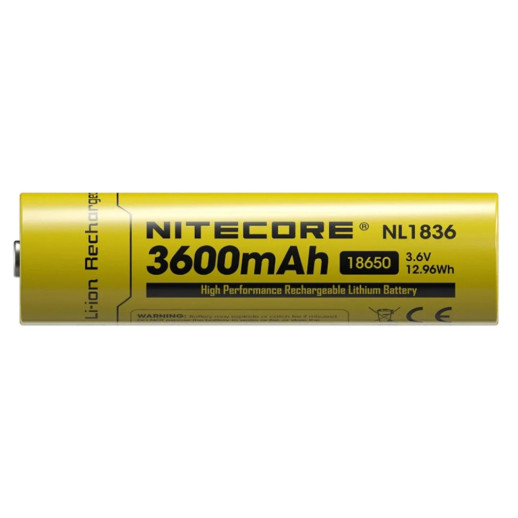 Аккумулятор литиевый Li-Ion 18650 Nitecore NL1836 3.6V (3600mAh), защищенный