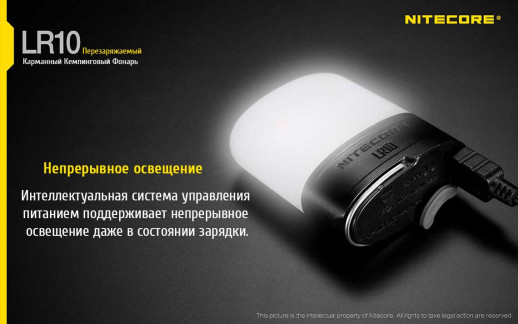 Кемпинговый фонарь Nitecore LR10 High CRI,250 люмен, черный