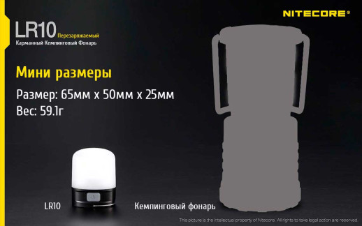 Кемпинговый фонарь Nitecore LR10 High CRI,250 люмен, черный