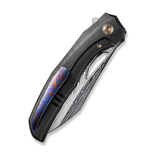 Нож складной туристический Weknife Ignio Mystery Box (8.39 см) Damasteel (Hakkapella) / 6AL4V Titanium черный