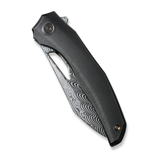Нож складной туристический Weknife Ignio Mystery Box (8.39 см) Damasteel (Hakkapella) / 6AL4V Titanium черный