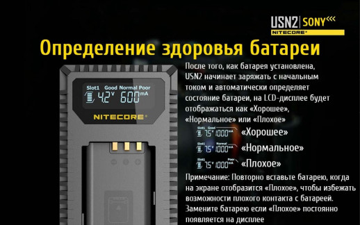 Зарядное устройство Nitecore USN2 для Sony