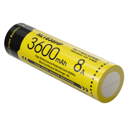 Аккумулятор литиевый Li-Ion 18650 Nitecore NL1836HP 3.6V (8A, 3600mAh), защищенный