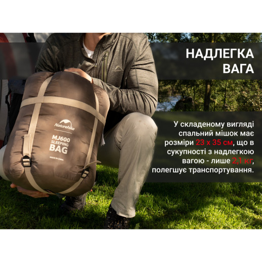 Спальник с капюшоном Naturehike MJ 600 CNK2300SD014, коричневый
