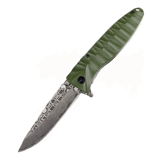 Складной нож Ganzo G620, зеленый с травлением