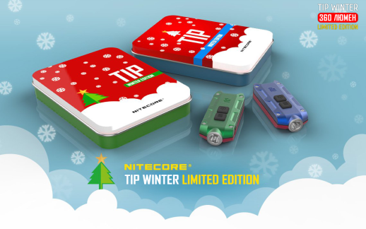 Фонарь- брелокNitecore TIP Winter Edition, 360 люмен (красный/синий)