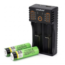 Набор LiitoKala: зарядное устройство и 2 аккумулятора 34B-PCB 18650 3400mah